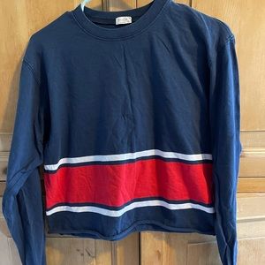 BRANDY MELVILLE BLUE WHITE AND RED STRIPED SHIRT